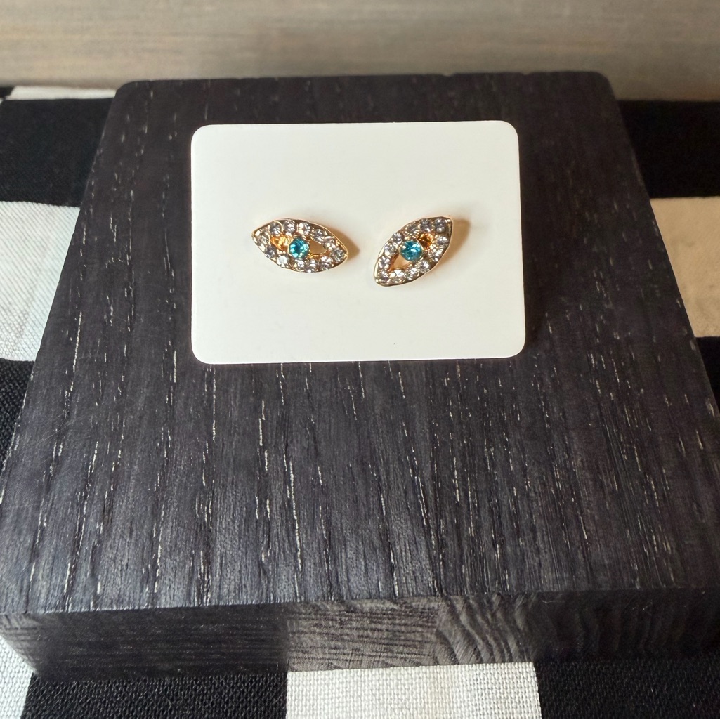 3/$10 Crystal Stud Evil Eye Earrings